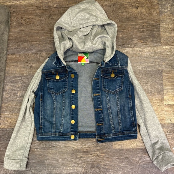 ModCloth Fervour | size S | Jean jacket with heather grey hood and sleeves - Picture 3 of 9